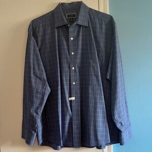 Long-Sleeve Blue Men’s Dress Shirt, Size 17-17.5, 34-35